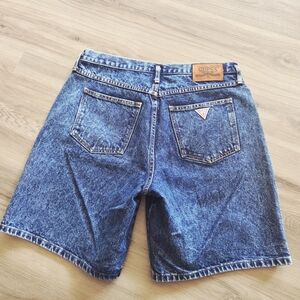 VTG 80's Guess Jean Shorts Jorts Baggy Acid Wash USA Made Button Fly 34" Waist